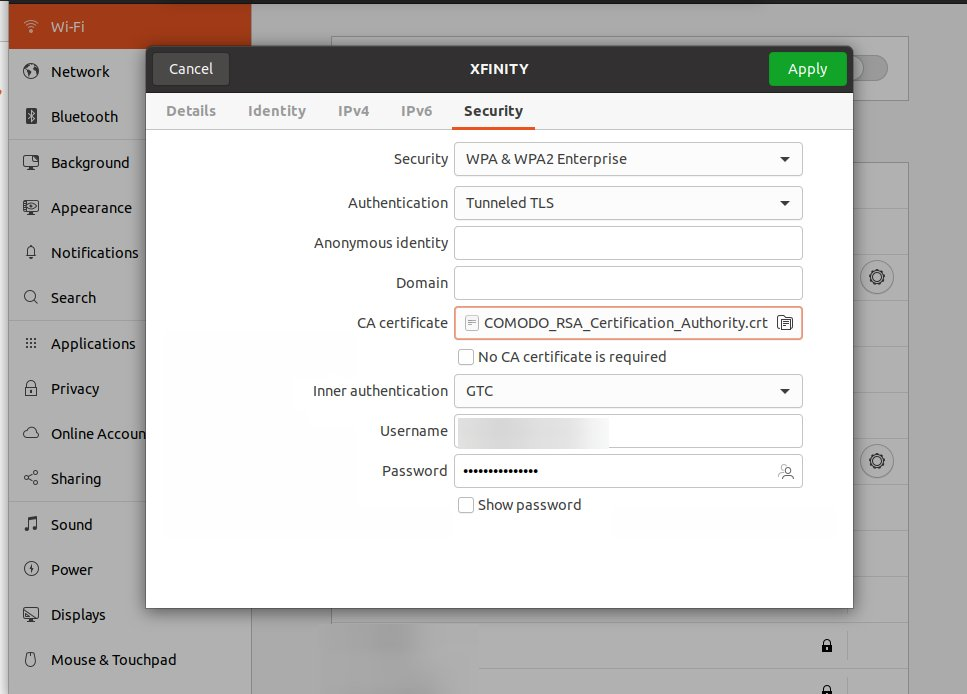 Network settings dialog in GNOME